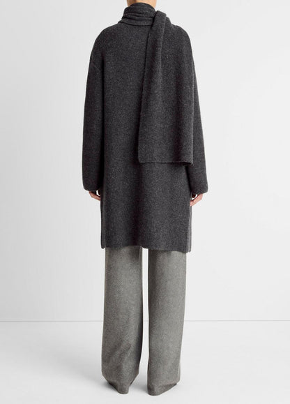 VINCE Draped-Scarf Wool-Blend Car Coat in Coats
