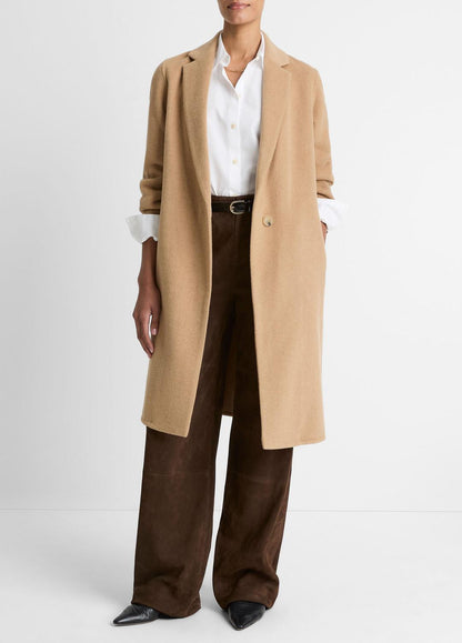 VINCE Classic Wool-Blend Straight Coat in Coats