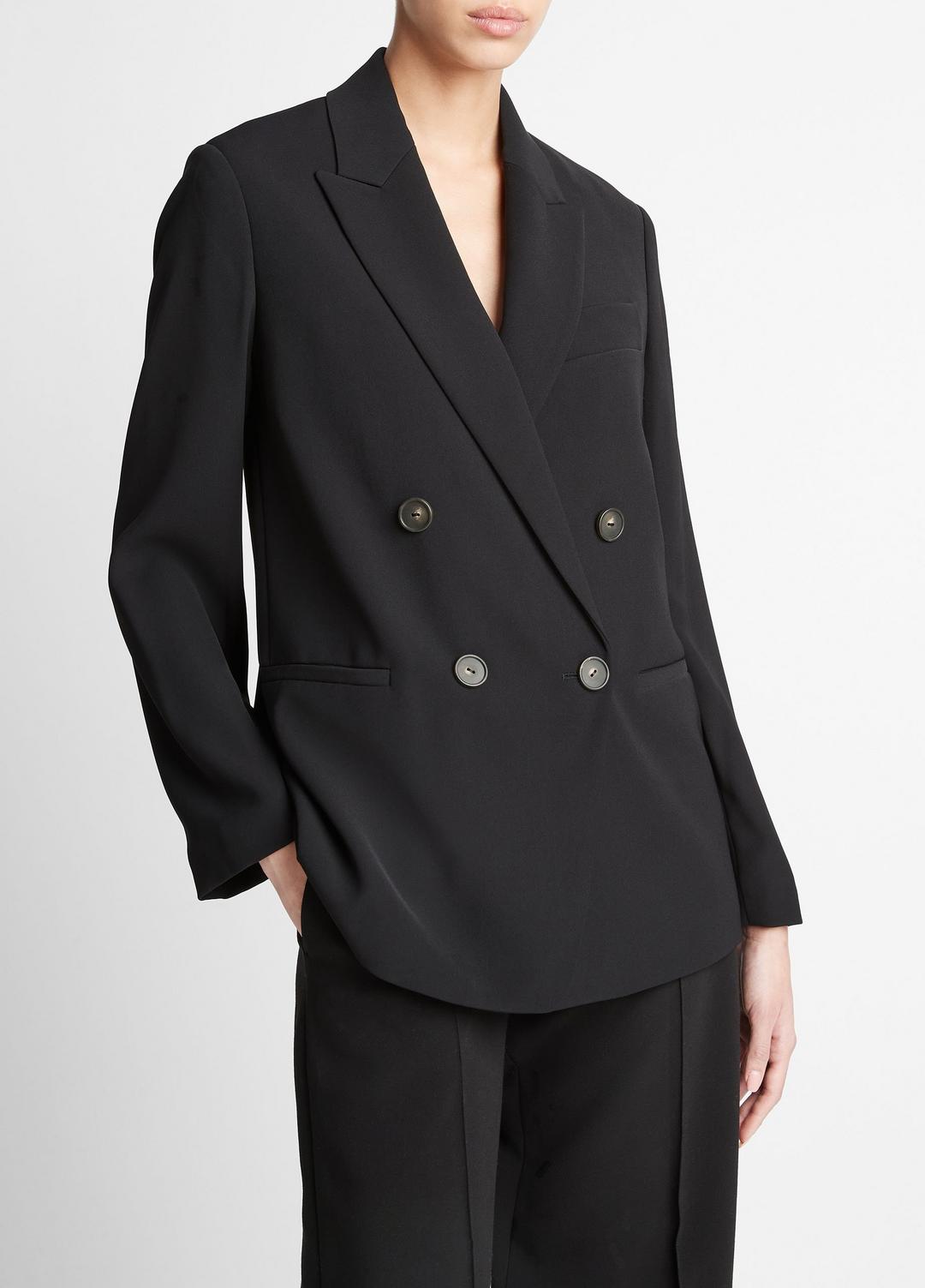 VINCE Crepe Double-Breasted Blazer in Blazers