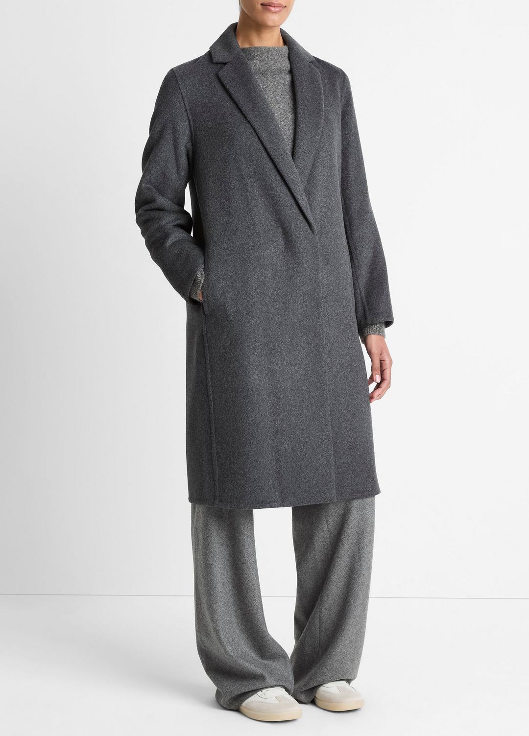 VINCE Classic Wool-Blend Straight Coat in Coats