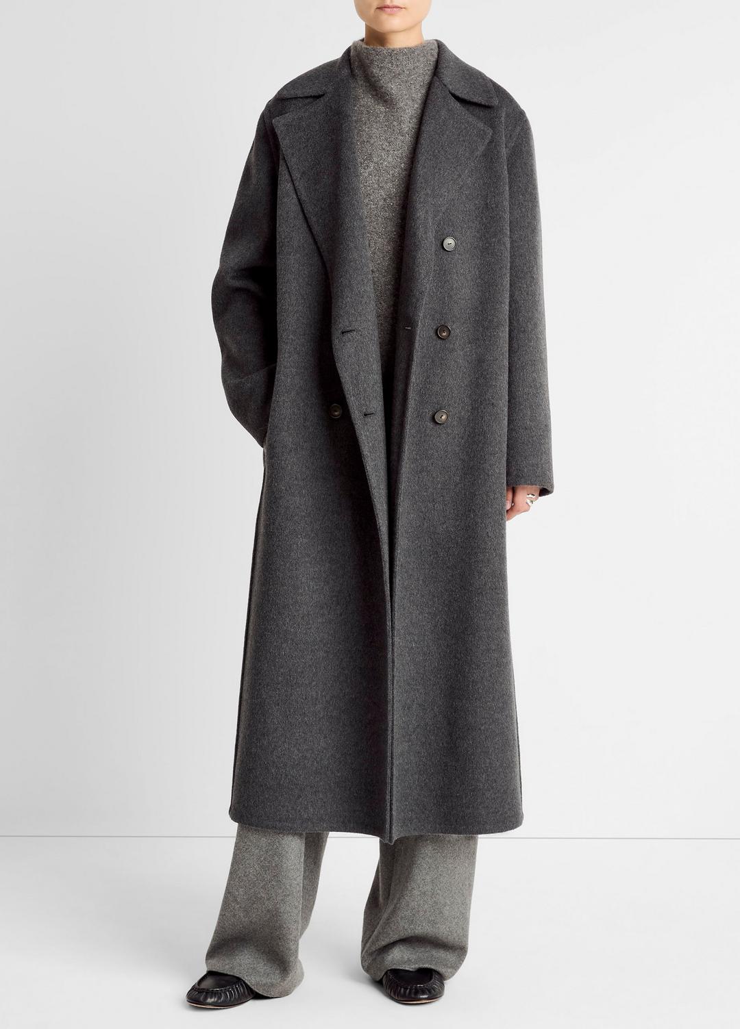 VINCE Wool-Blend Double-Breasted Long Coat in Coats