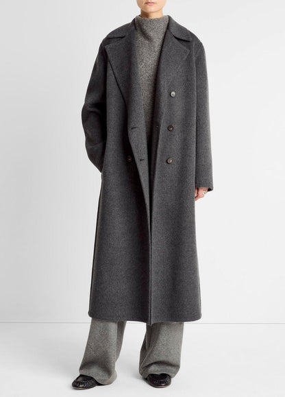 VINCE Wool-Blend Double-Breasted Long Coat in Coats
