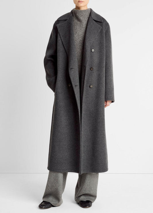 VINCE Wool-Blend Double-Breasted Long Coat in Coats