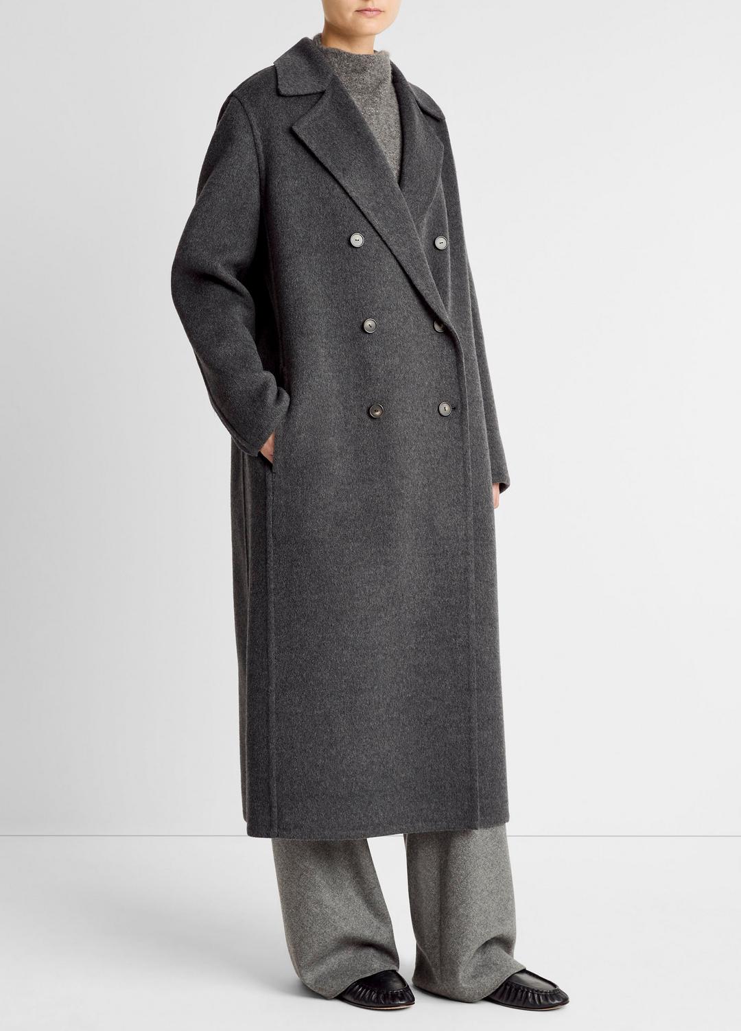 VINCE Wool-Blend Double-Breasted Long Coat in Coats
