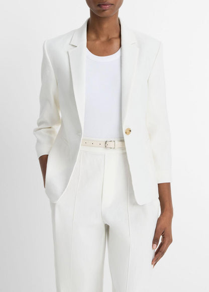 VINCE Linen-Blend Shrunken Blazer in Blazers