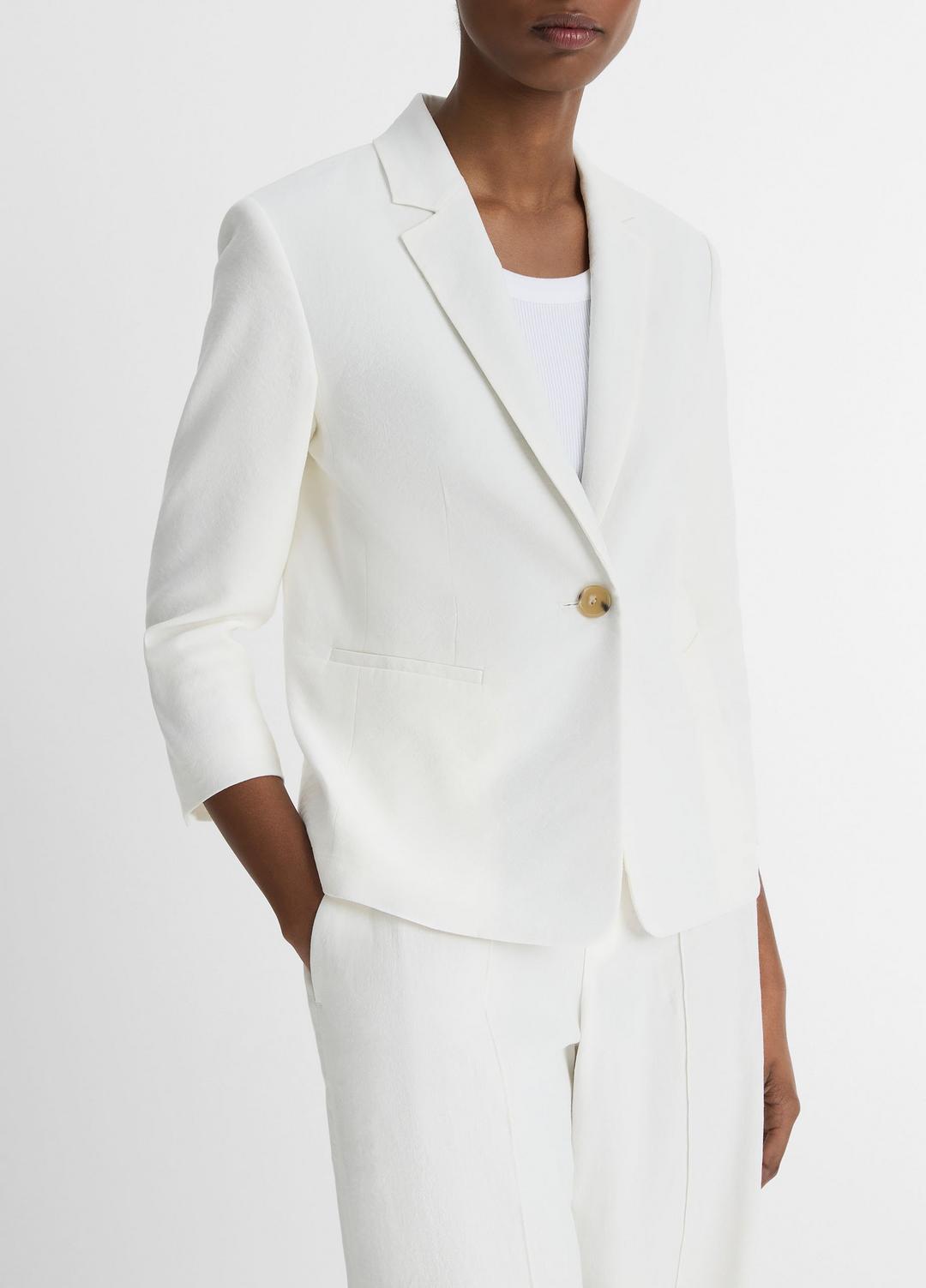 VINCE Linen-Blend Shrunken Blazer in Blazers