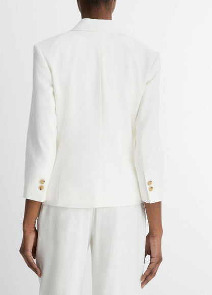 VINCE Linen-Blend Shrunken Blazer in Blazers