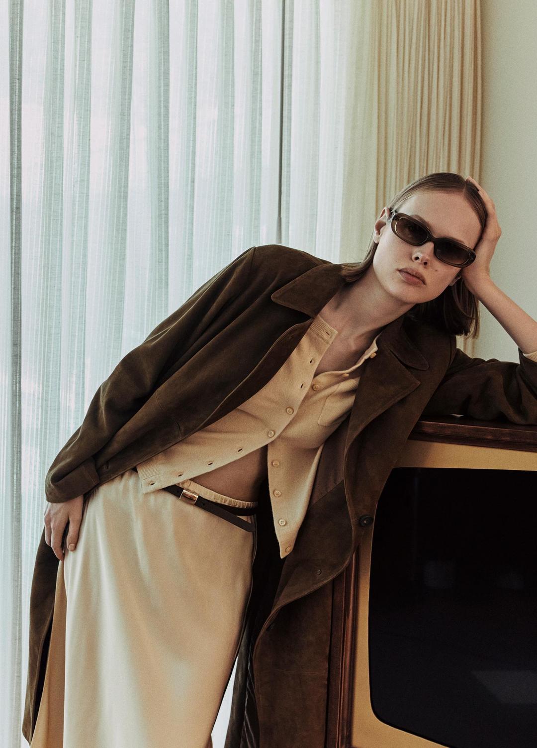 VINCE Suede Long Coat in Coats