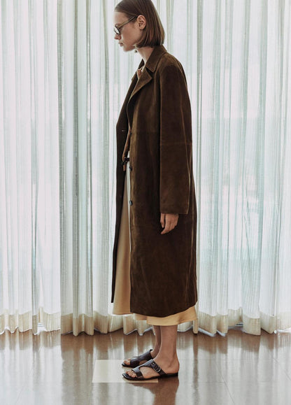 VINCE Suede Long Coat in Coats