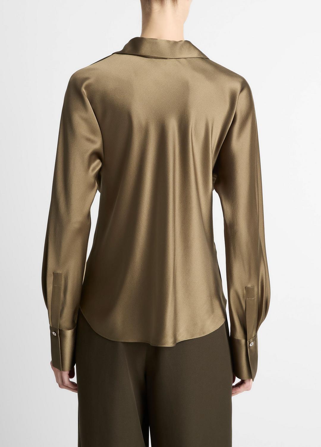 VINCE Silk Bias Long-Sleeve Blouse in Long Sleeve