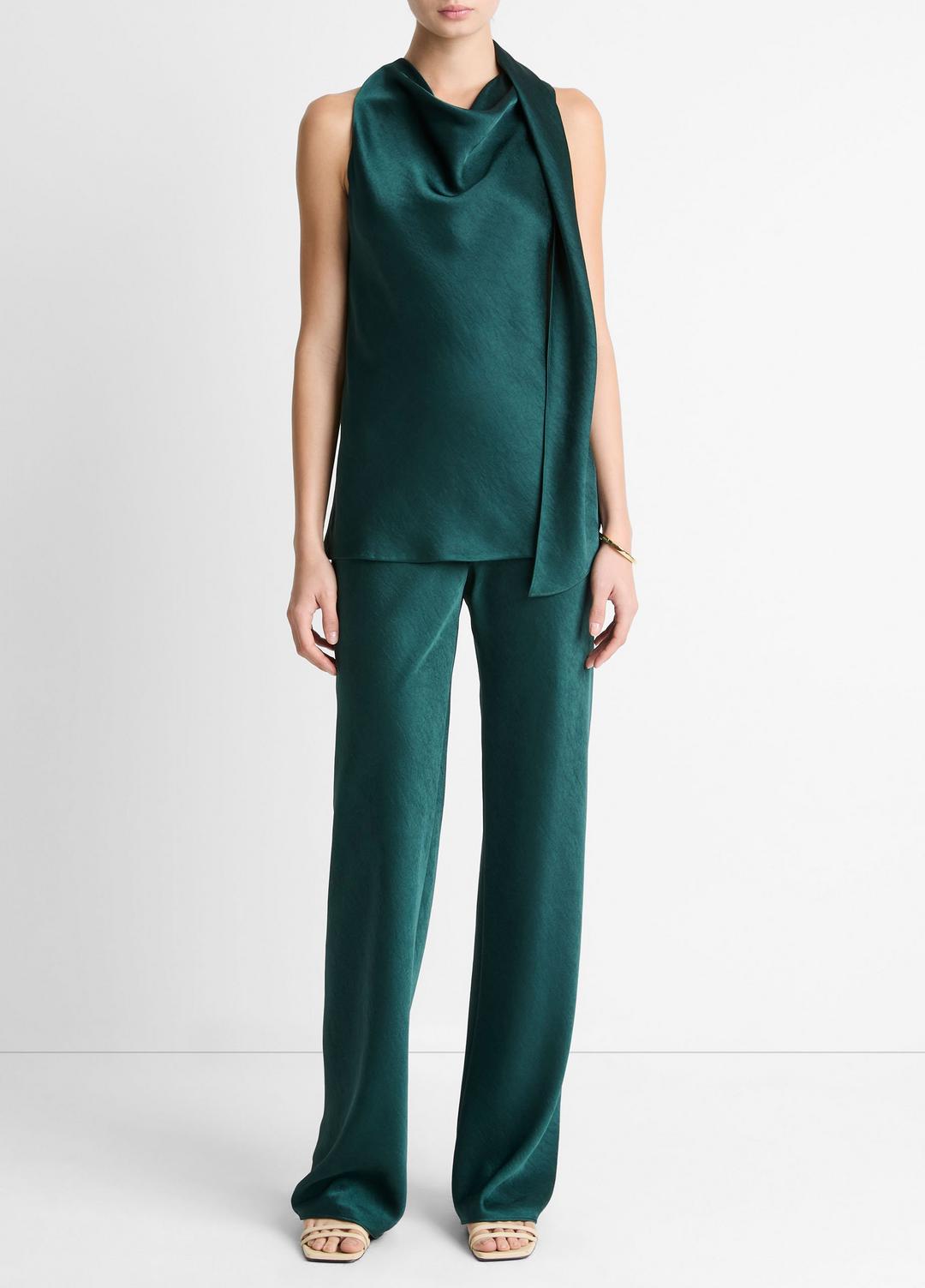 VINCE Satin Scarf Top in Tank Tops