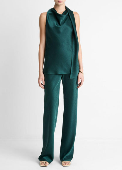 VINCE Satin Scarf Top in Tank Tops