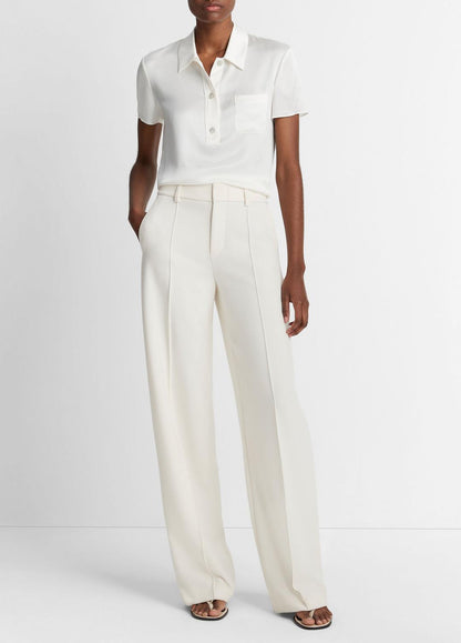 VINCE Silk Short-Sleeve Polo Shirt in Short Sleeve