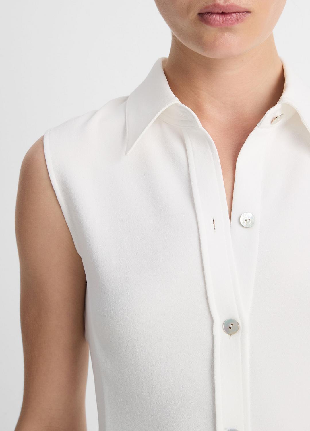 VINCE Sleeveless Button-Front Shirt in Short Sleeve