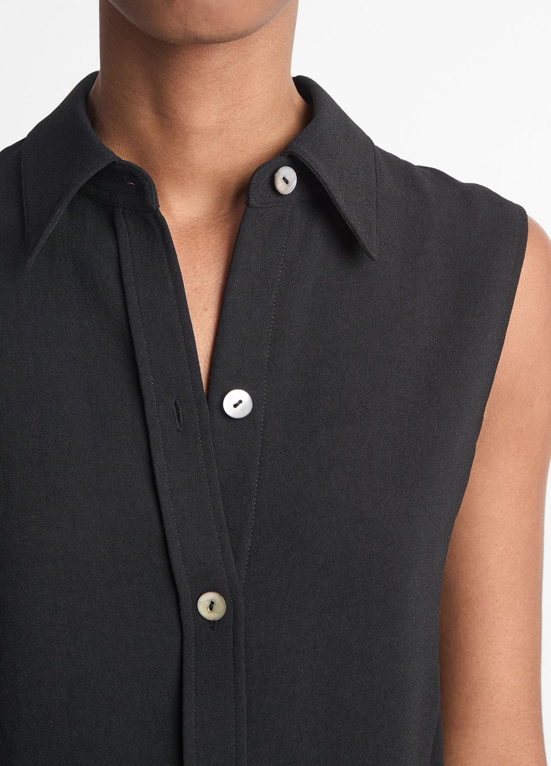 VINCE Sleeveless Button-Front Shirt in Short Sleeve