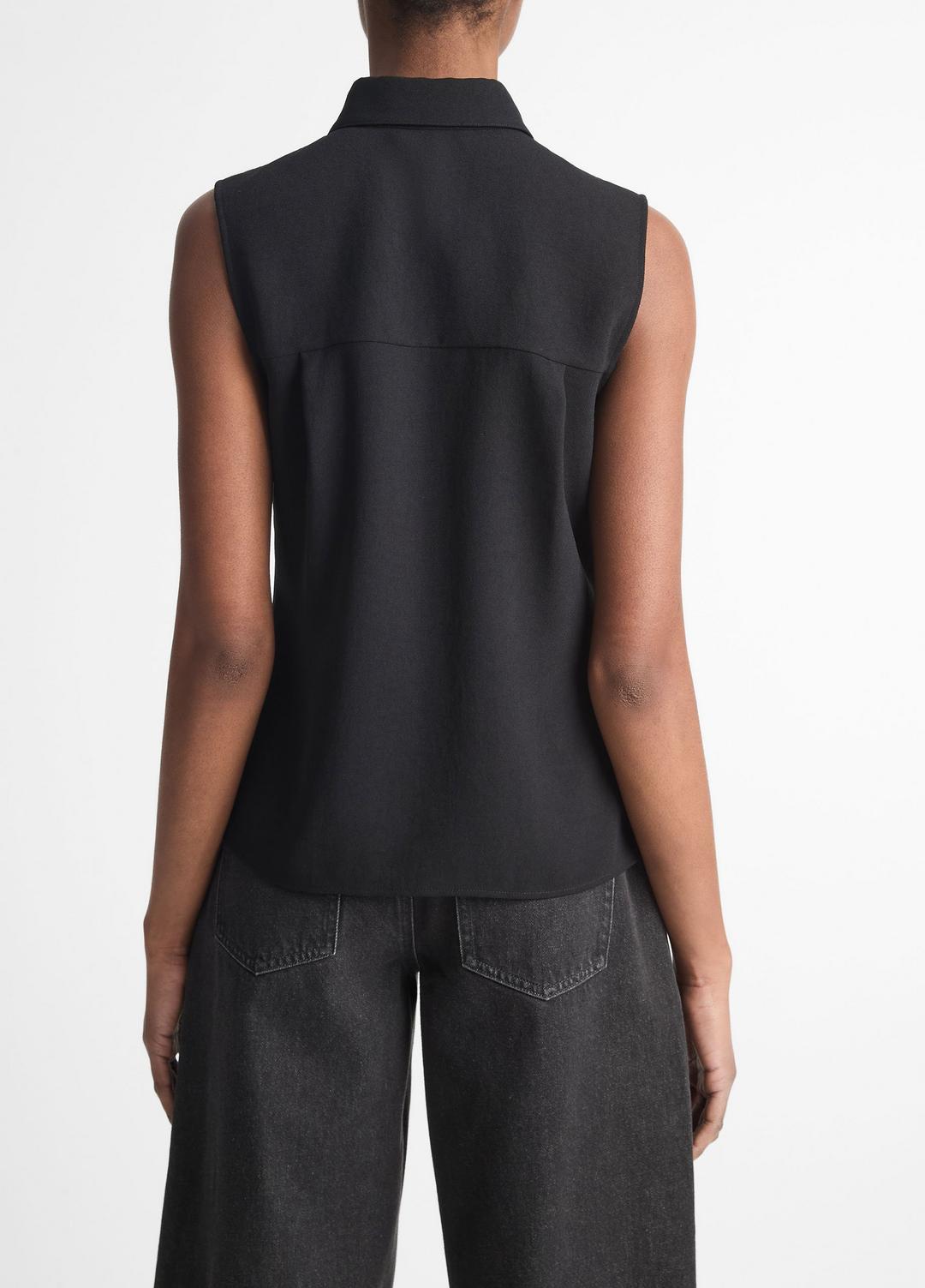 VINCE Sleeveless Button-Front Shirt in Short Sleeve