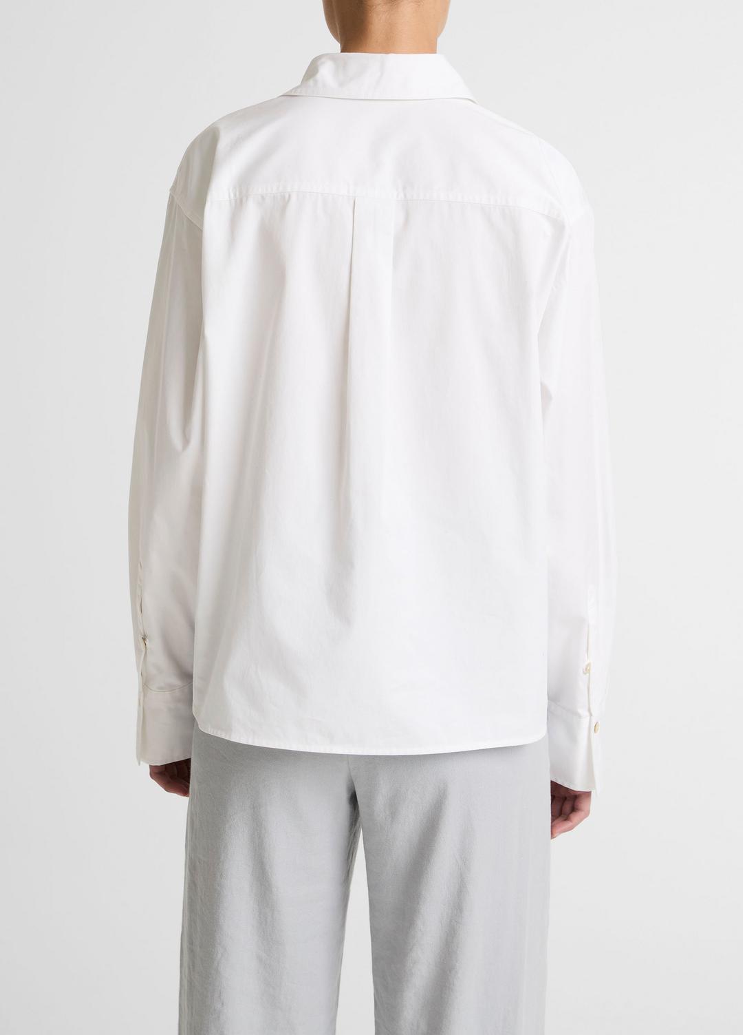 VINCE Cotton Cropped Button-Front Shirt  in Long Sleeve