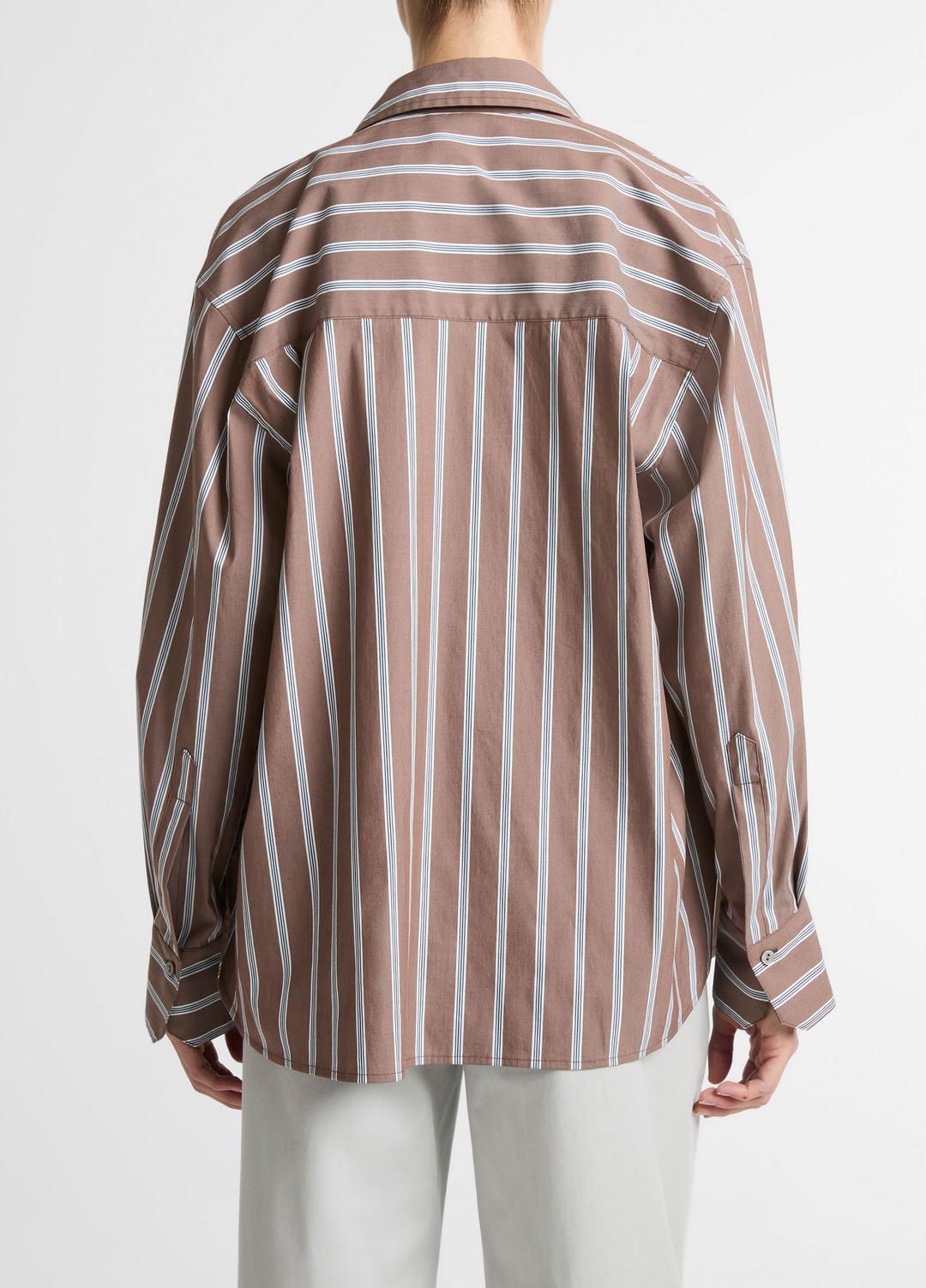 VINCE Striped Cotton-Blend Button-Front Shirt in Long Sleeve
