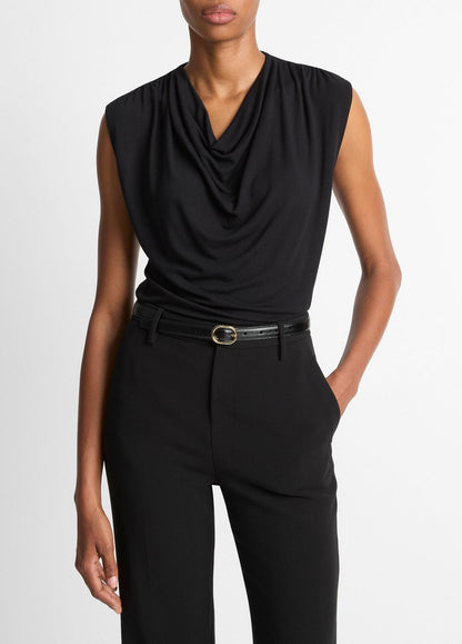 VINCE Jersey Draped Cowl-Neck Top in Tank Tops