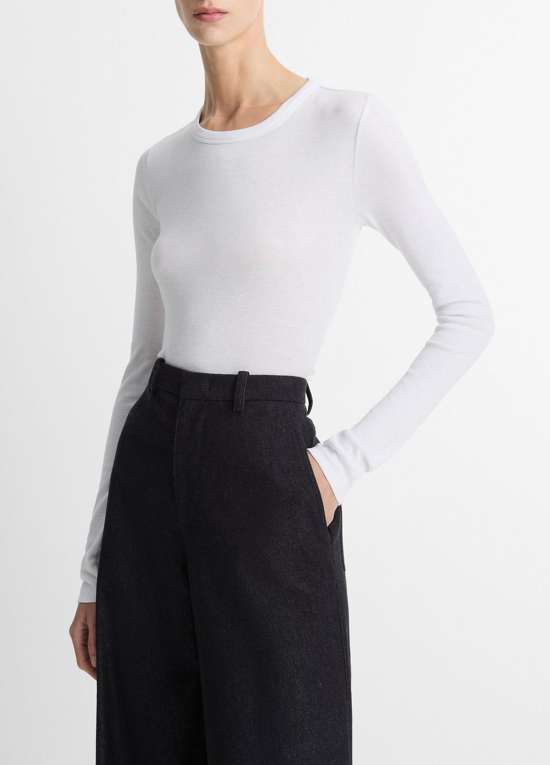 VINCE Essential Pima Cotton-Blend Long-Sleeve T-Shirt in Long Sleeve