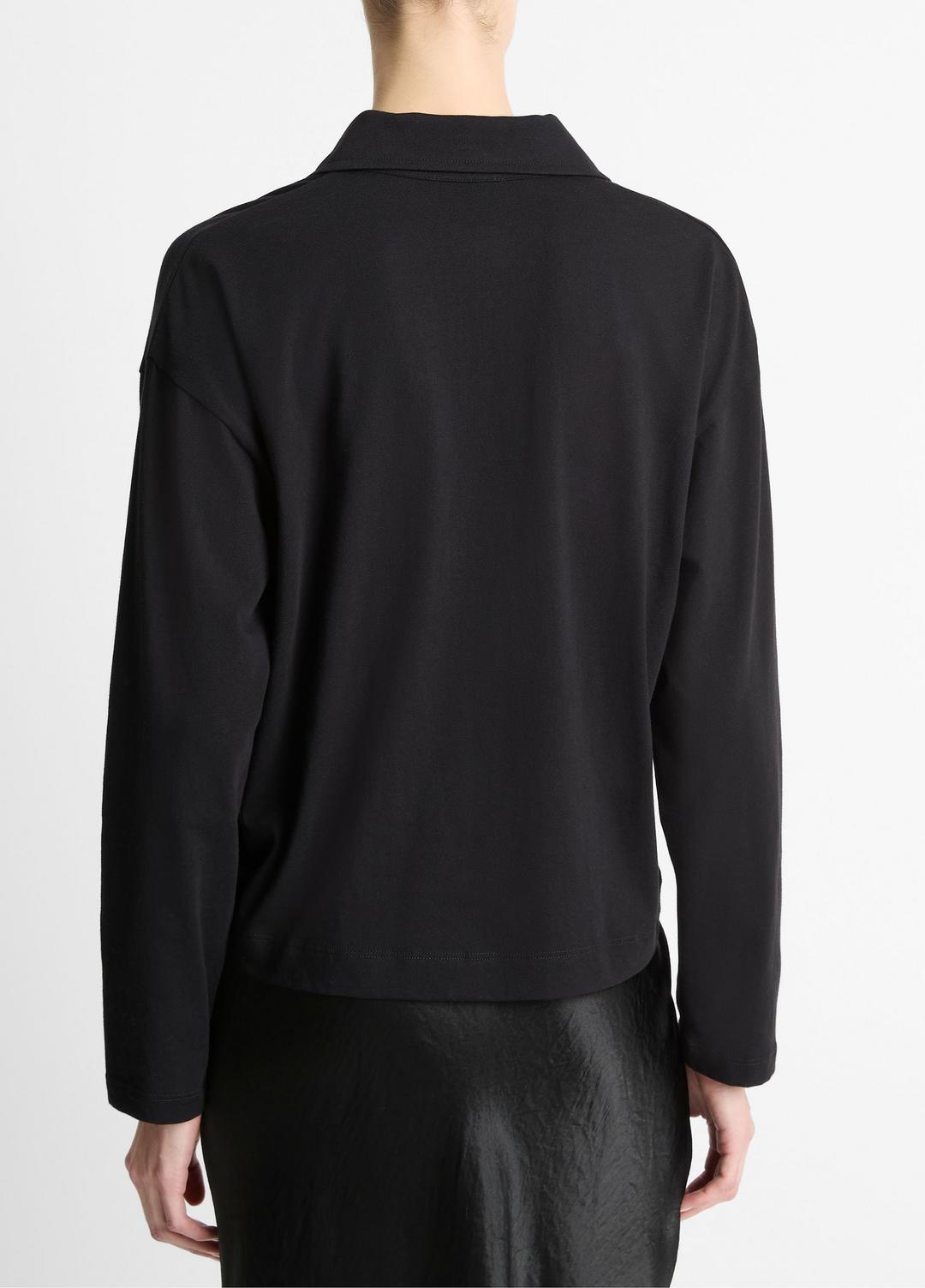 VINCE Easy Pima Cotton Long-Sleeve Polo Shirt in Long Sleeve