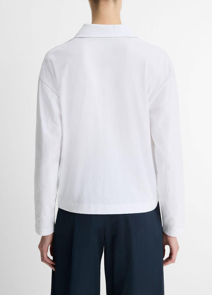 VINCE Easy Pima Cotton Long-Sleeve Polo Shirt in Long Sleeve
