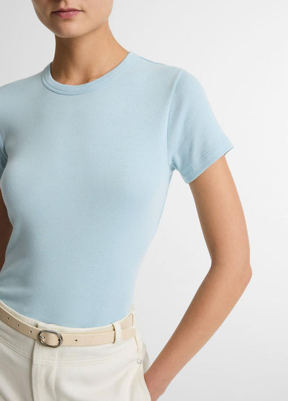 VINCE Pima Cotton-Blend '90s Shrunken T-Shirt in Short Sleeve