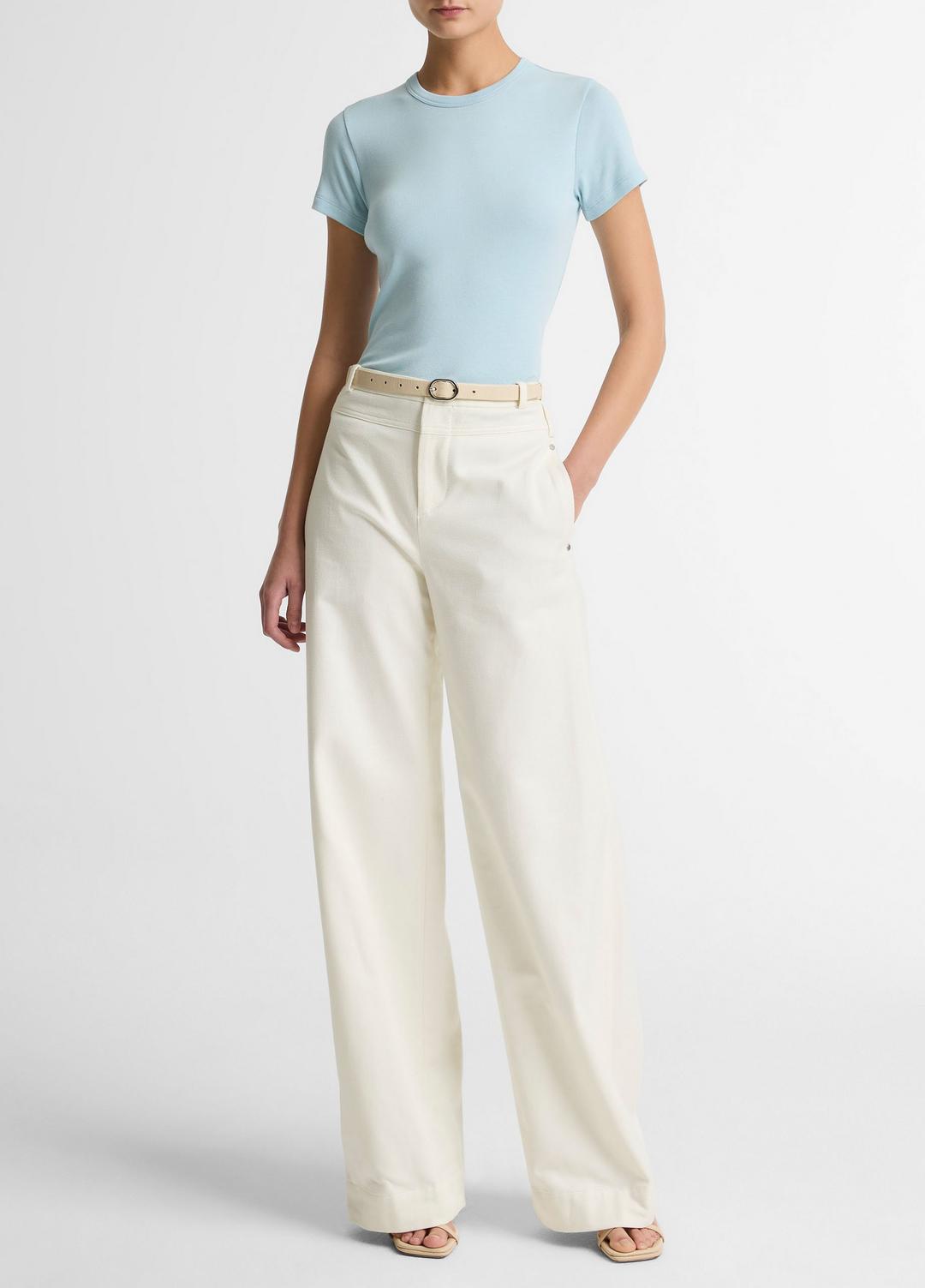 VINCE Pima Cotton-Blend '90s Shrunken T-Shirt in Short Sleeve
