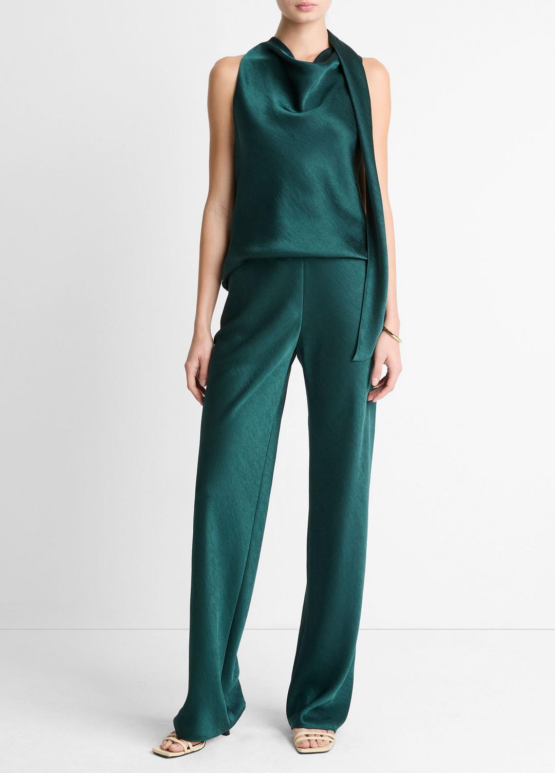 VINCE Colette High-Rise Fluid Satin Bias Pant in Trousers