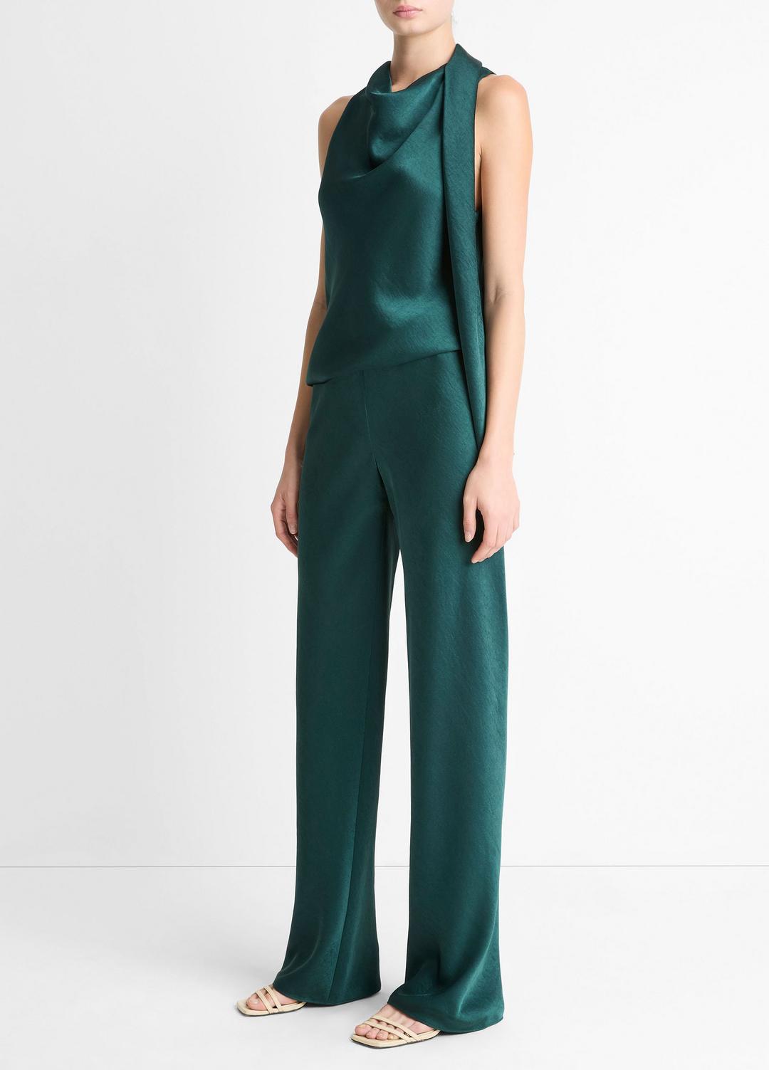 VINCE Colette High-Rise Fluid Satin Bias Pant in Trousers