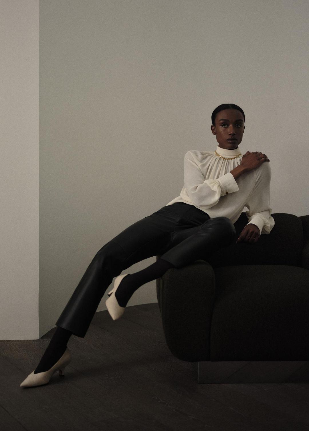 VINCE Leather Straight-Leg Trouser in Trousers