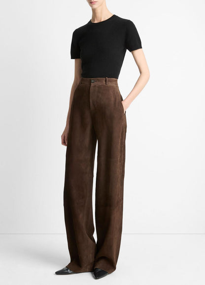 VINCE Suede Mid-Rise Trouser in Trousers