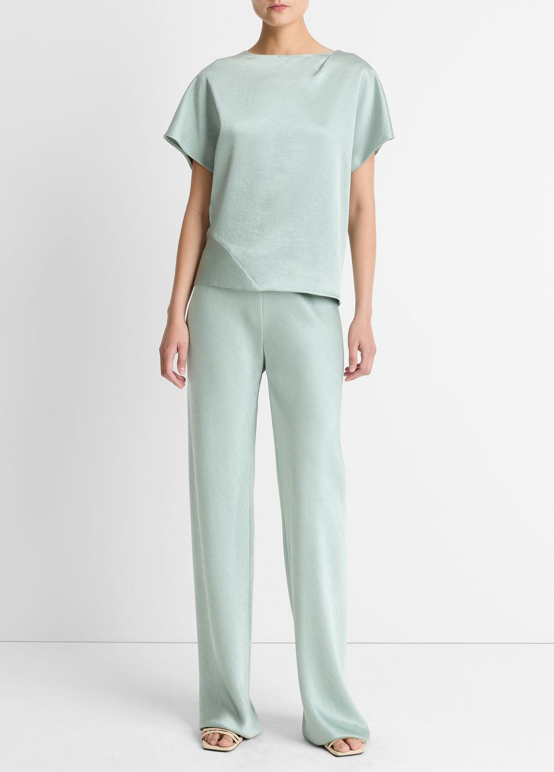 VINCE Colette High-Rise Fluid Satin Bias Pant in Trousers