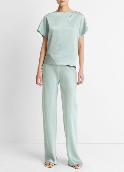 VINCE Colette High-Rise Fluid Satin Bias Pant in Trousers