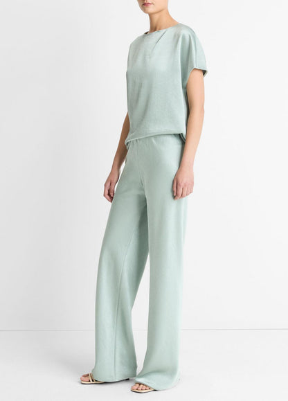 VINCE Colette High-Rise Fluid Satin Bias Pant in Trousers