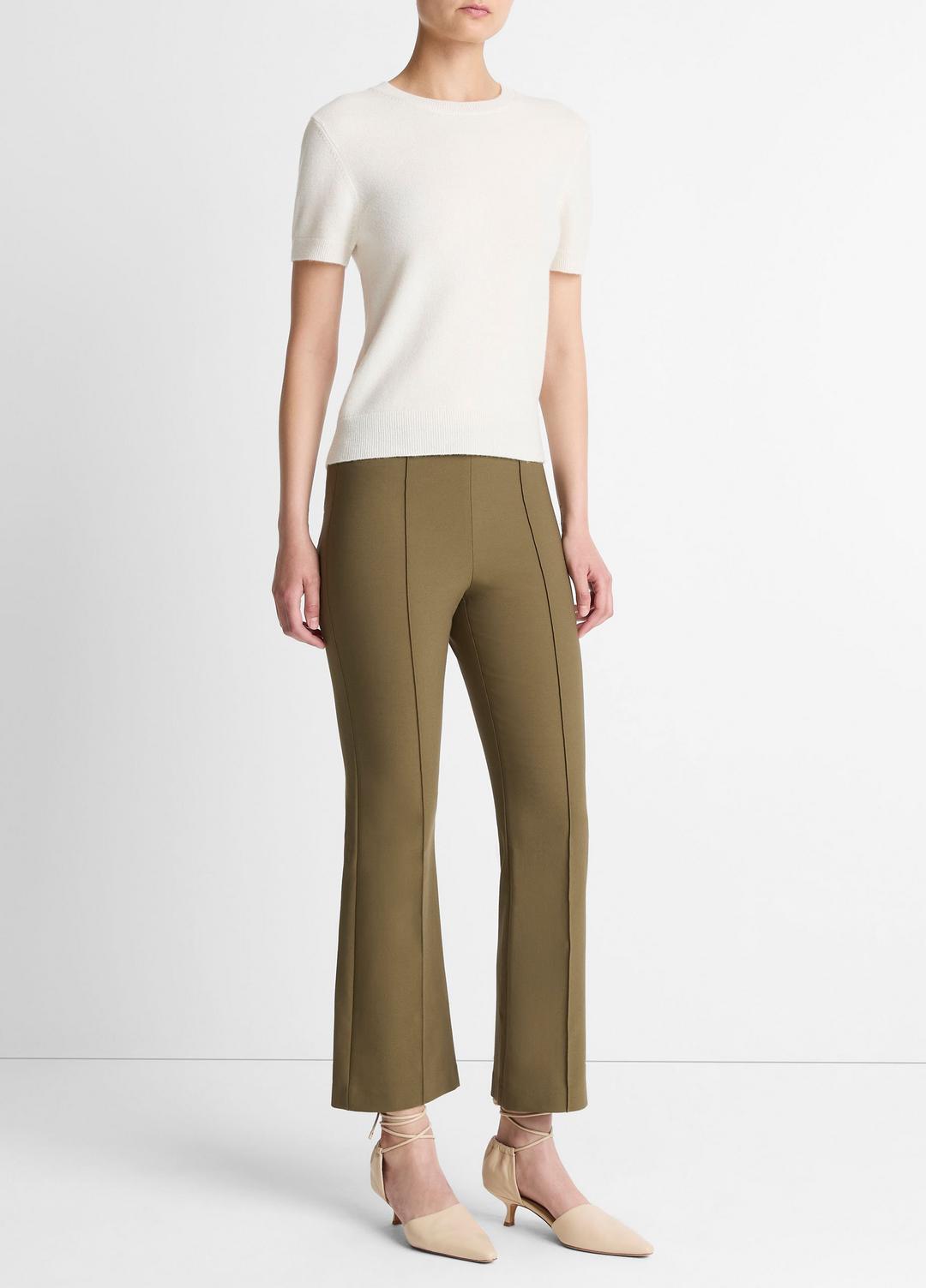 VINCE Niki Mid-Rise Pintuck Crop Flare Pant in Trousers