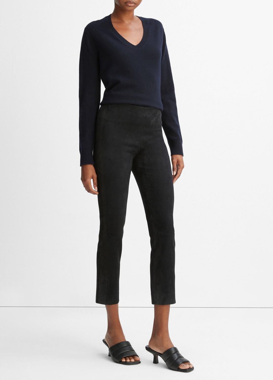 VINCE Stretch Suede Split Hem Crop Legging in Leggings