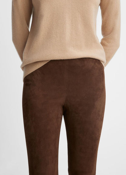 VINCE Stretch Suede Split Hem Crop Legging in Leggings