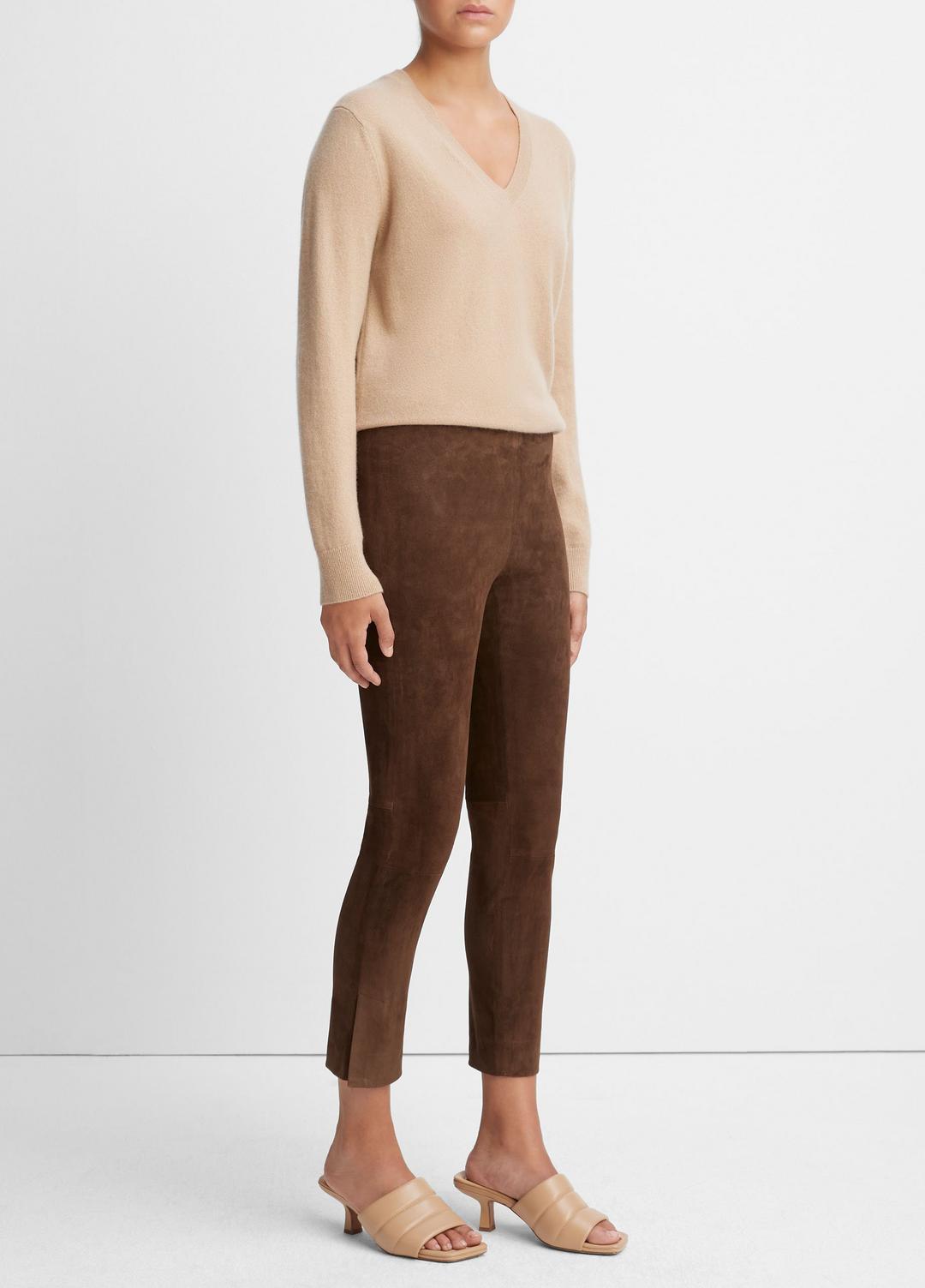 VINCE Stretch Suede Split Hem Crop Legging in Leggings