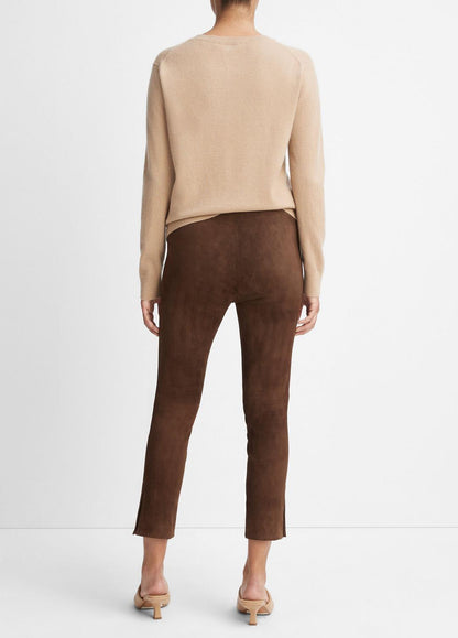 VINCE Stretch Suede Split Hem Crop Legging in Leggings