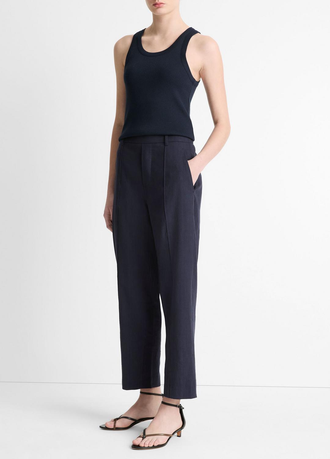 VINCE Grace Mid-Rise Linen-Blend Pull-On Pant in Trousers