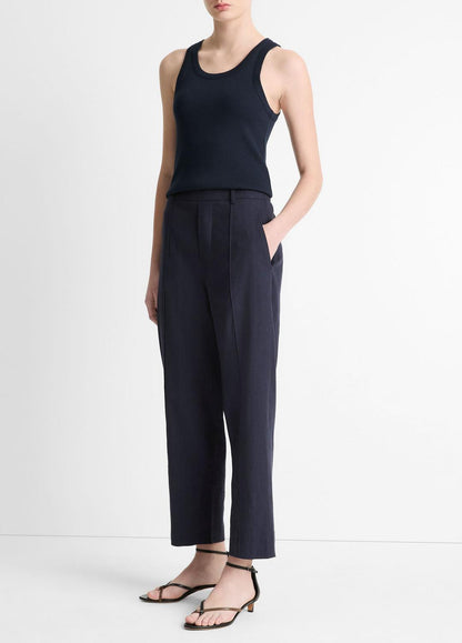 VINCE Grace Mid-Rise Linen-Blend Pull-On Pant in Trousers