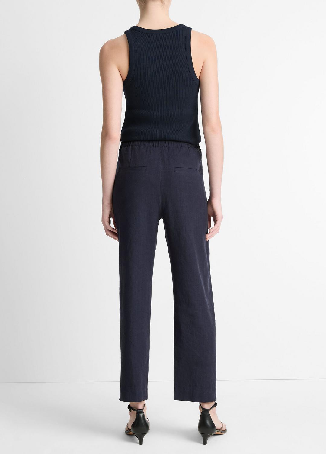 VINCE Grace Mid-Rise Linen-Blend Pull-On Pant in Trousers