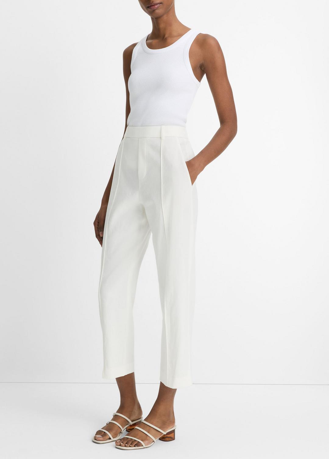 VINCE Grace Mid-Rise Linen-Blend Pull-On Pant in Trousers