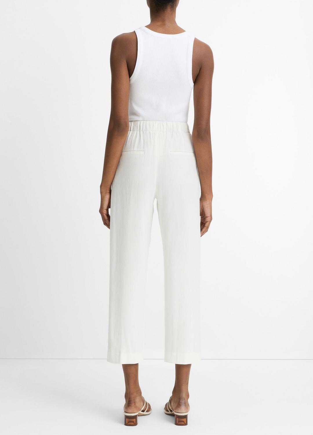 VINCE Grace Mid-Rise Linen-Blend Pull-On Pant in Trousers