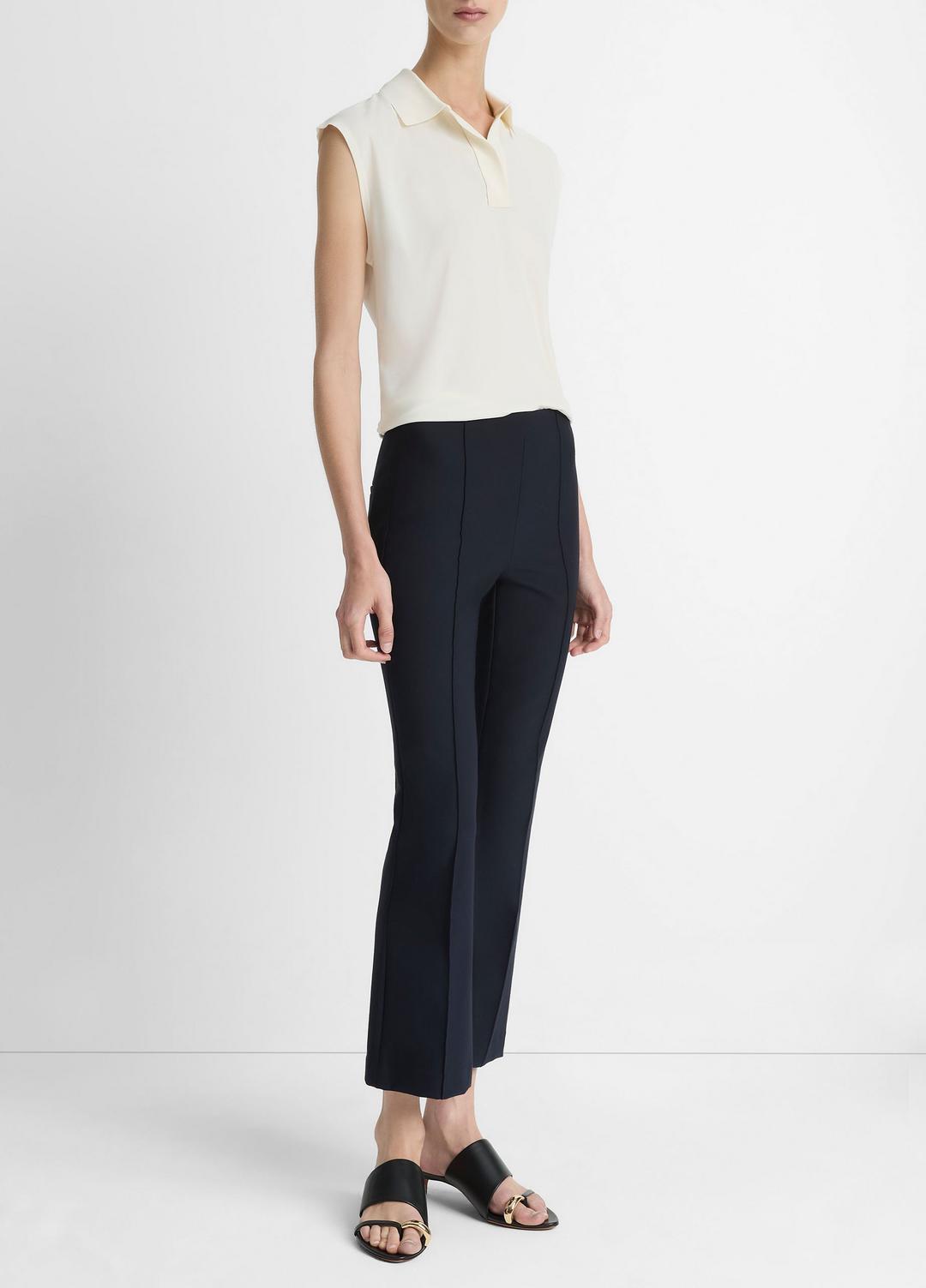 VINCE Niki Mid-Rise Pintuck Crop Flare Pant in Pants