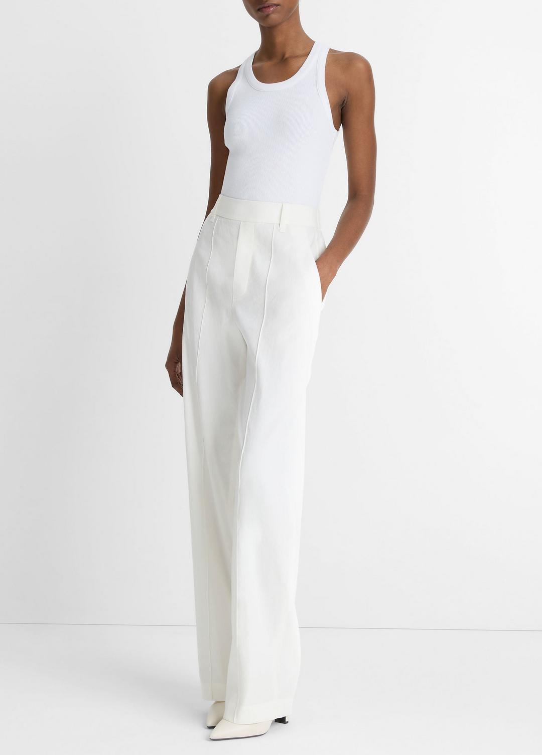VINCE Linen-Blend High-Rise Pull-On Pant in Trousers