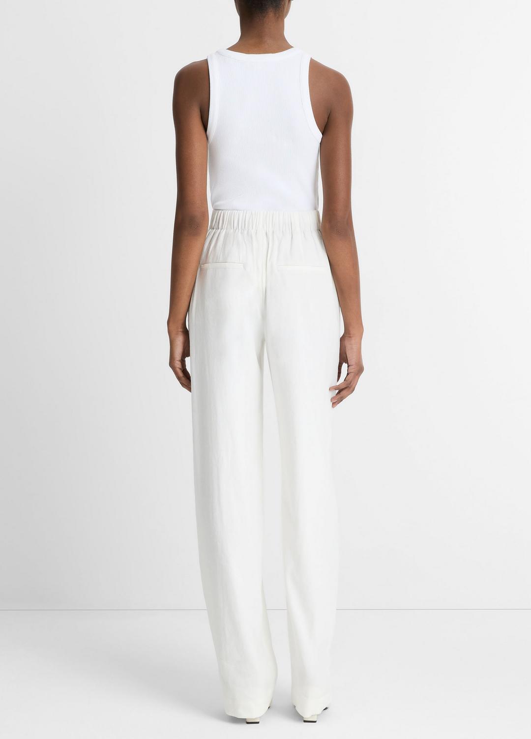 VINCE Linen-Blend High-Rise Pull-On Pant in Trousers