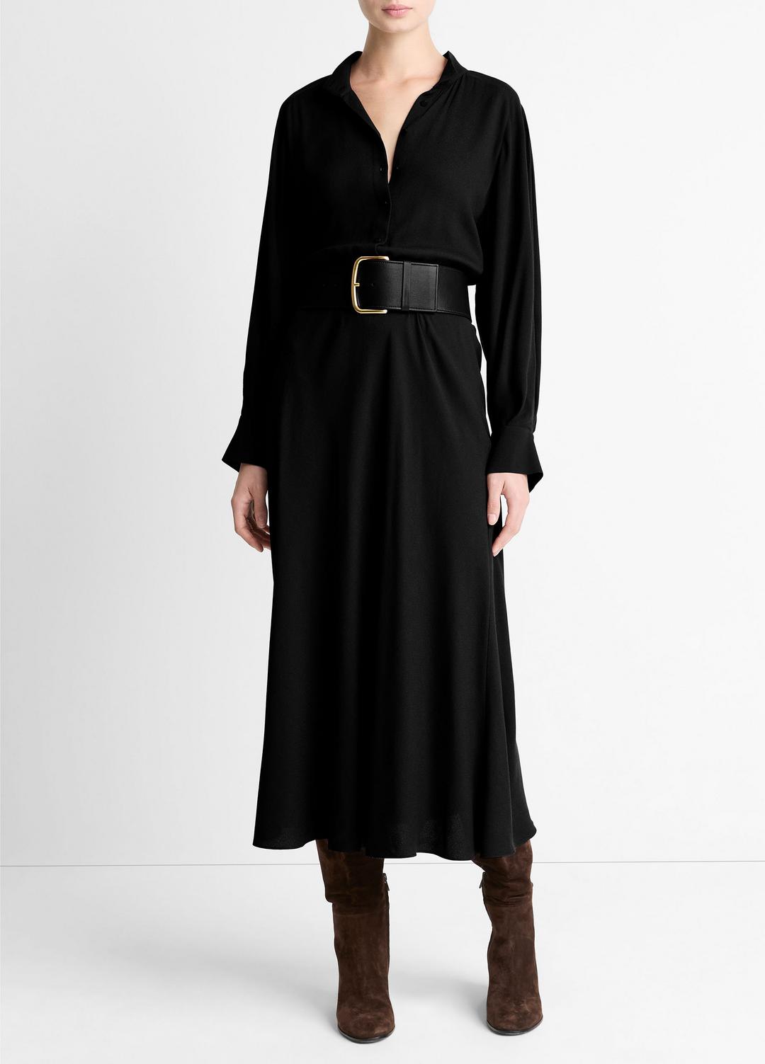 VINCE Crepe Collar-Stand Shirt Dress in Dresses