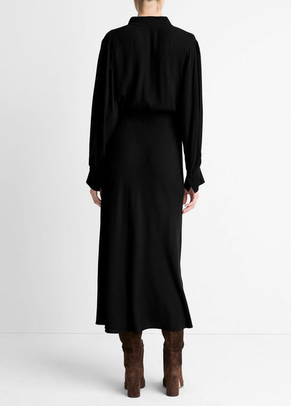 VINCE Crepe Collar-Stand Shirt Dress in Dresses